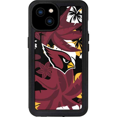 NFL Arizona Cardinals Tropical Print iPhone 15 Plus Waterproof Case